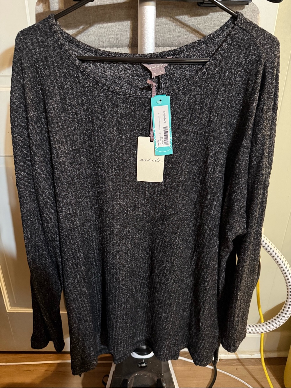 Awhile Julia Cozy Relaxed Ribbed Long-Sleeve Sweater - Grey 3x NWT